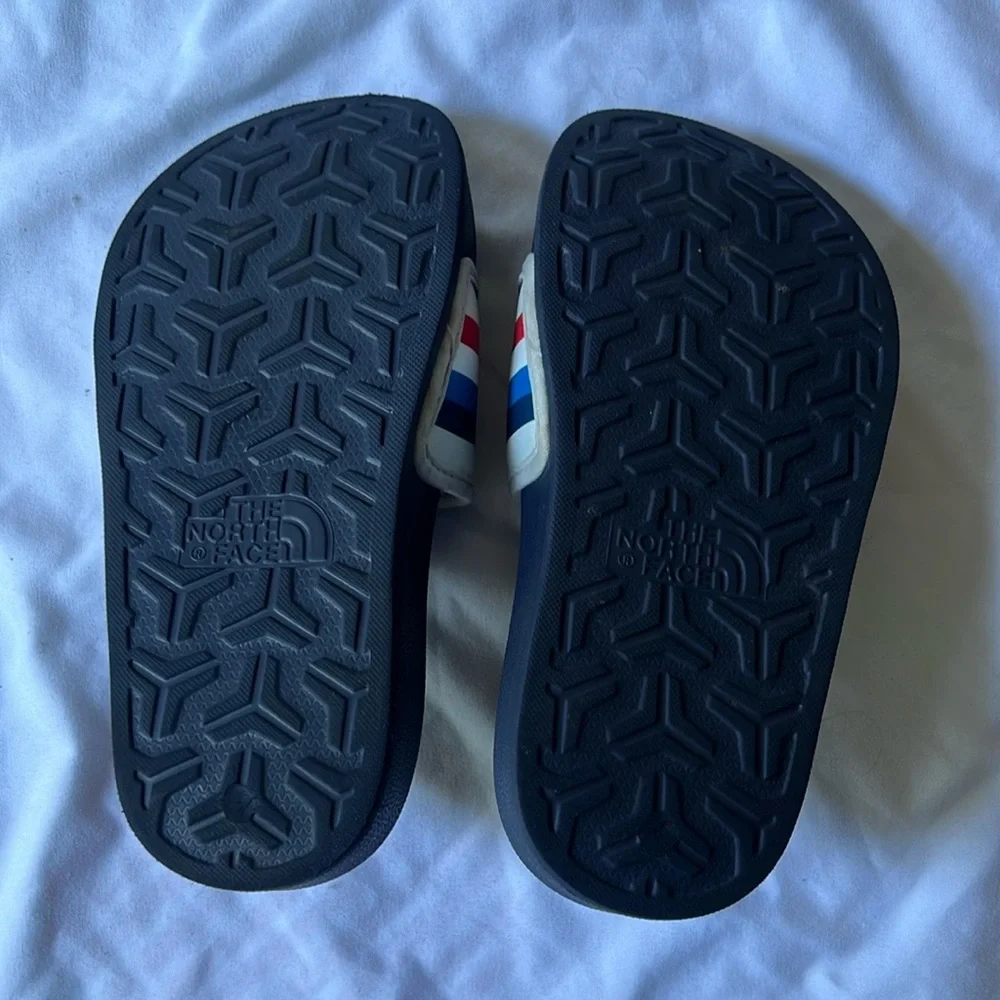 The North Face Navy Slide Sandals with Logo Strap